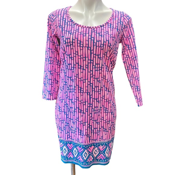 Lilly Pulitzer Beacon Dress Small Mandevilla Pink Slathouse Stripe Engineer - Picture 2 of 9